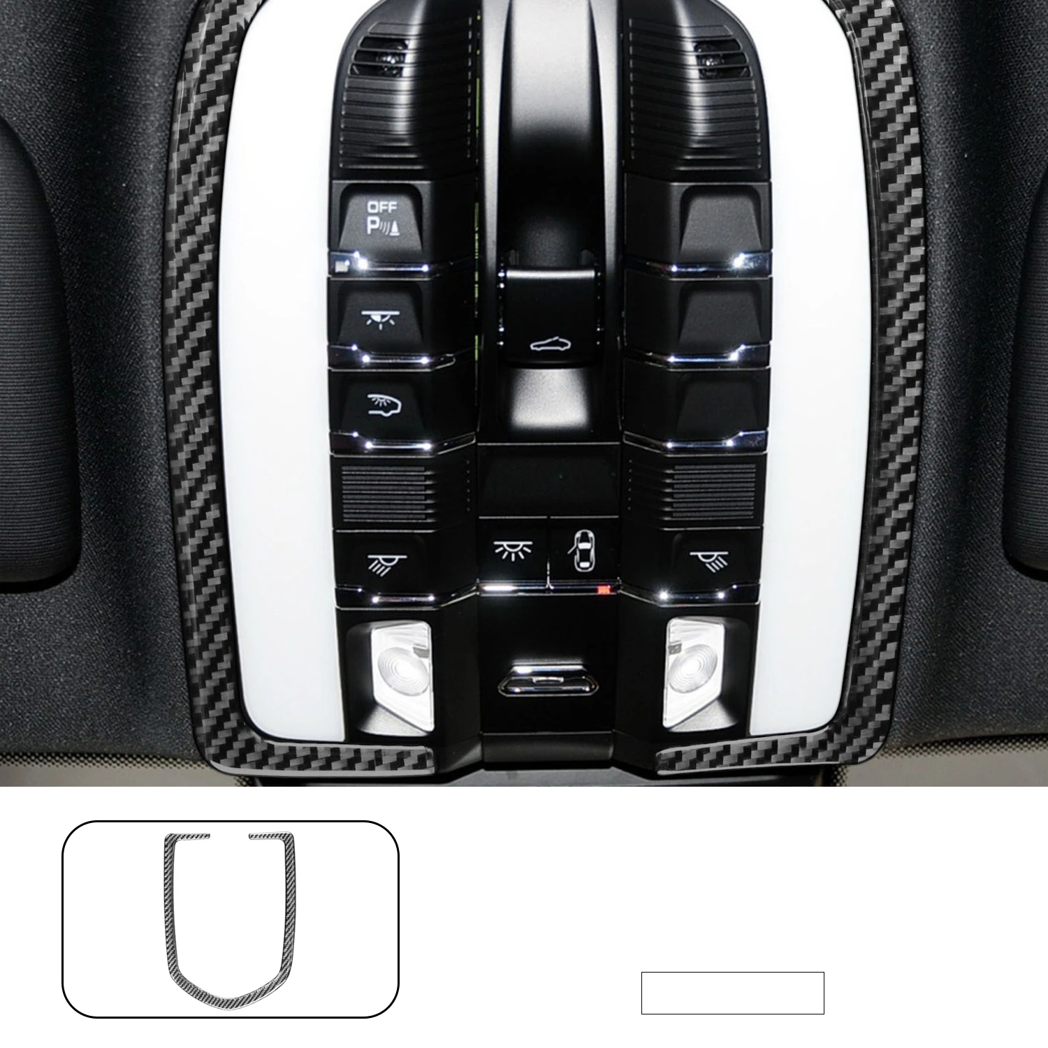For Porsche Panamera 2010-2016 Accessory Carbon Fiber Front Reading Light Decorative Strips Car Interior Decoration Sticker