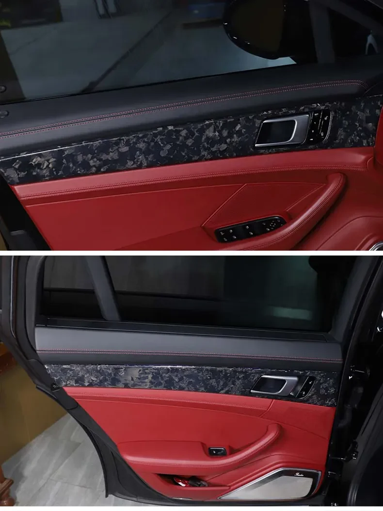 For Porsche Panamera 971 2017-2021 Real Carbon Fiber Car Inside Door Panel Frame Cover Trim Sticker Car Accessories