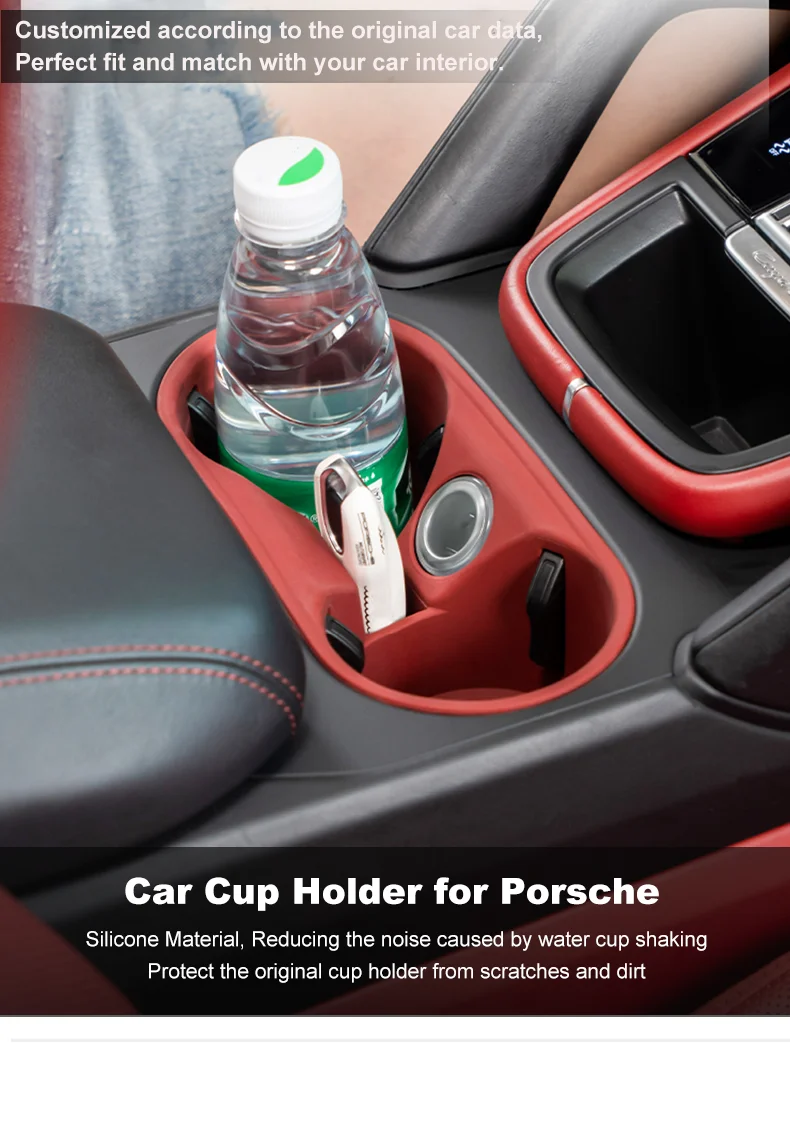 Silicone Car Cup Holder For Porsche Cayenne Macan Center Console Bottle Holder Insert Anti Slip Drink Organizer Auto Accessories