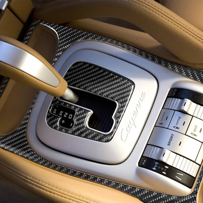 Gear Panel Stickers For Porsche Cayenne 2003 2004 2005 2006 2007 2008 2009 2010 Carbon Fiber Car Interior Decoration Accessories