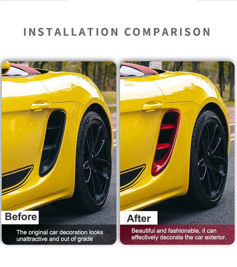 For Porsche 718 Cayman Boxster 2017-2021 Car Side Fender Vent Air Flow Intake Cover Trim Decorative Sticker Exterior Accessories