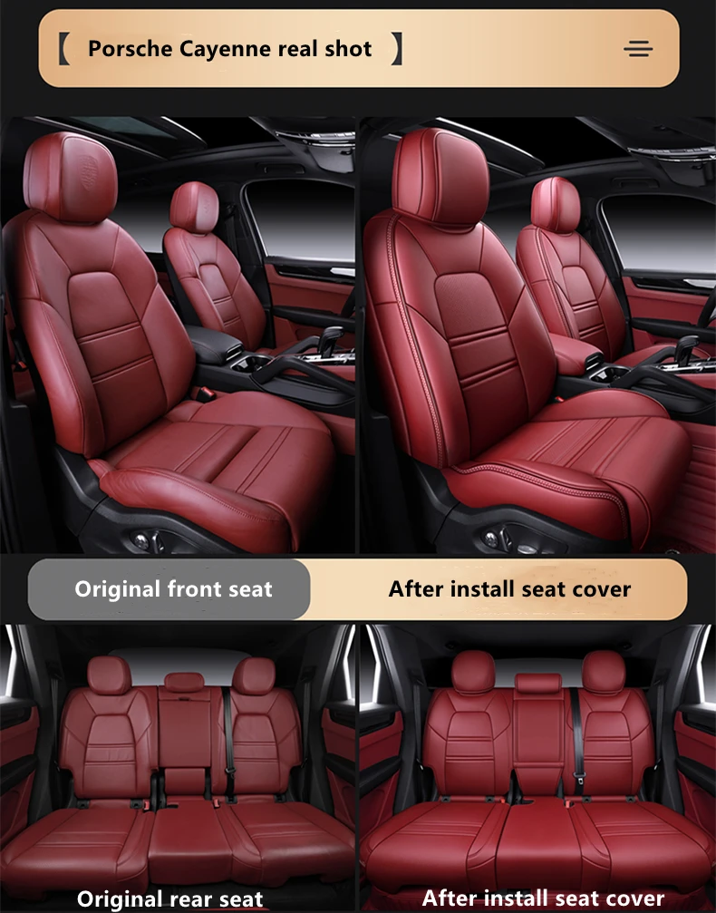 Custom Fit Car Accessories Seat Covers Full Set Middle Perforated Genuine Leather Specific For Porsche Cayenne Macan Panamera