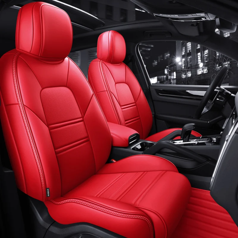Custom Fit Car Accessories Seat Covers Full Set Middle Perforated Genuine Leather Specific For Porsche Cayenne Macan Panamera