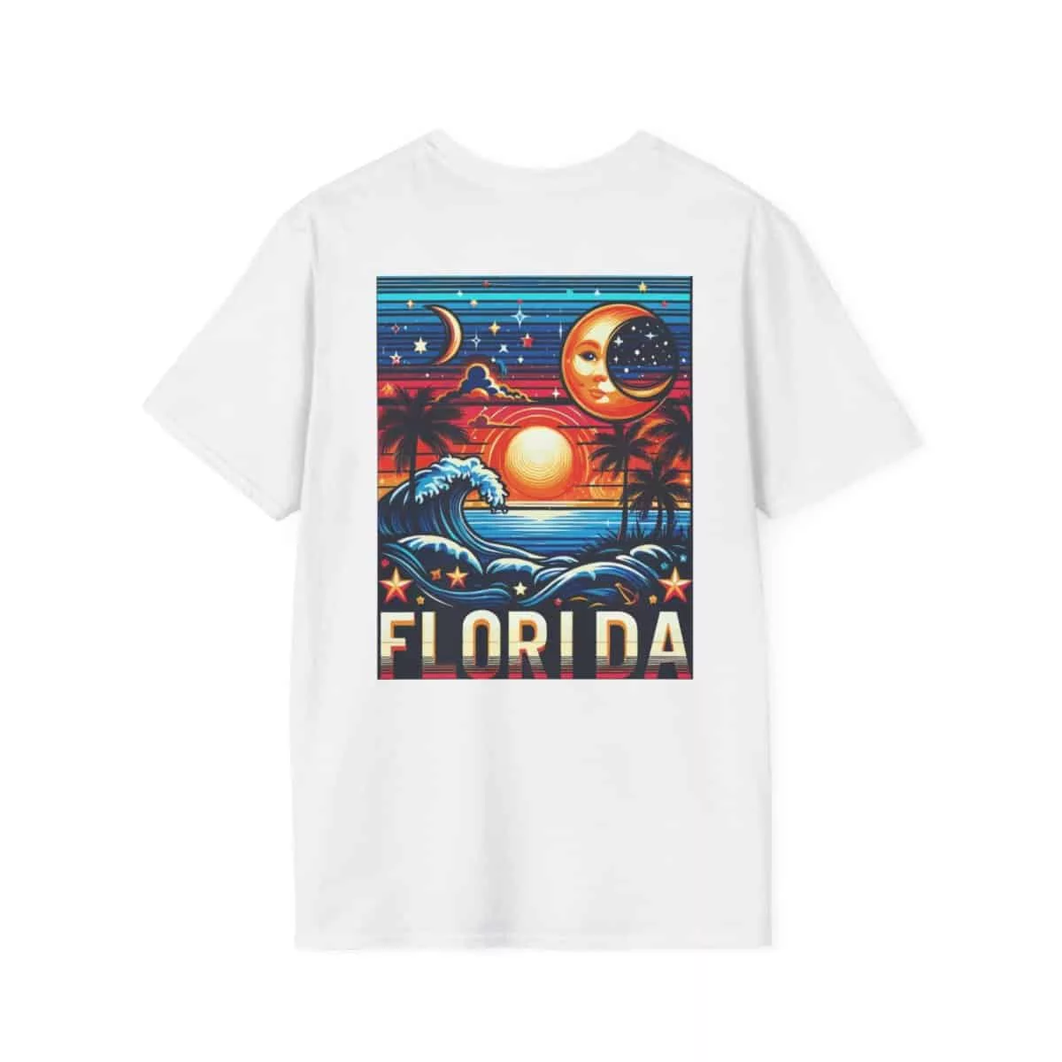 Florida Moons &Amp; Stars (Unisex Graphic Tee) | Mfg Dreams Florida Moons &Amp; Stars (Unisex Graphic Tee) In White - Back Design