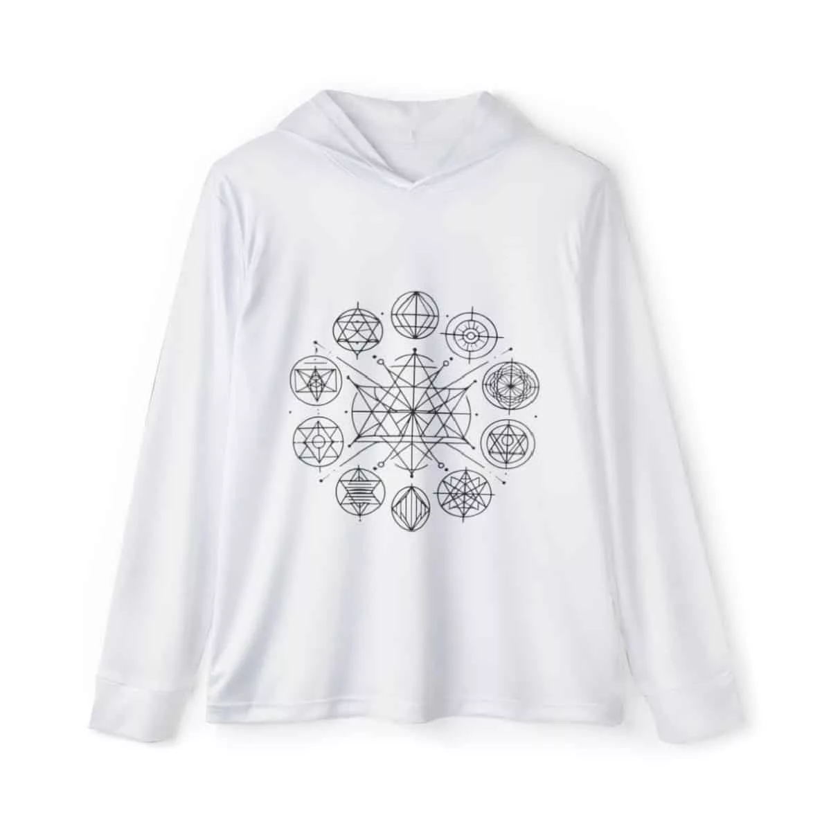 Cosmic Order Sacred Geometry (White Warmup Hoodie)