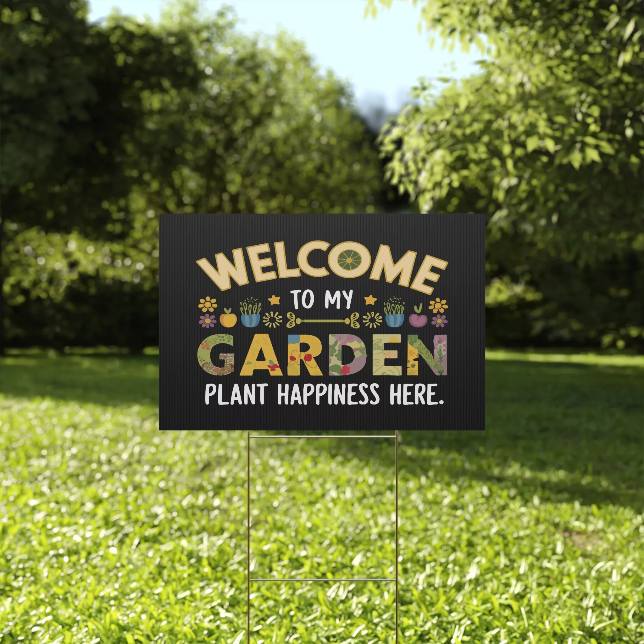 Plant Happiness, Welcome to My Garden - Plastic Yard Sign