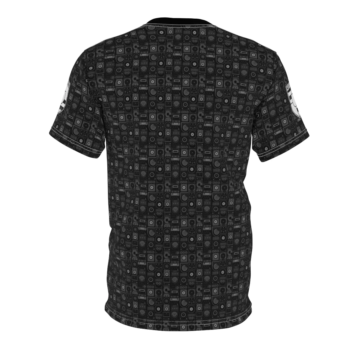 DJ Drip (Black) – Analog Mixer, Turntable, CDJ, & Speaker – All Over Print Graphic Tee (Unisex) by MFG:DREAMS