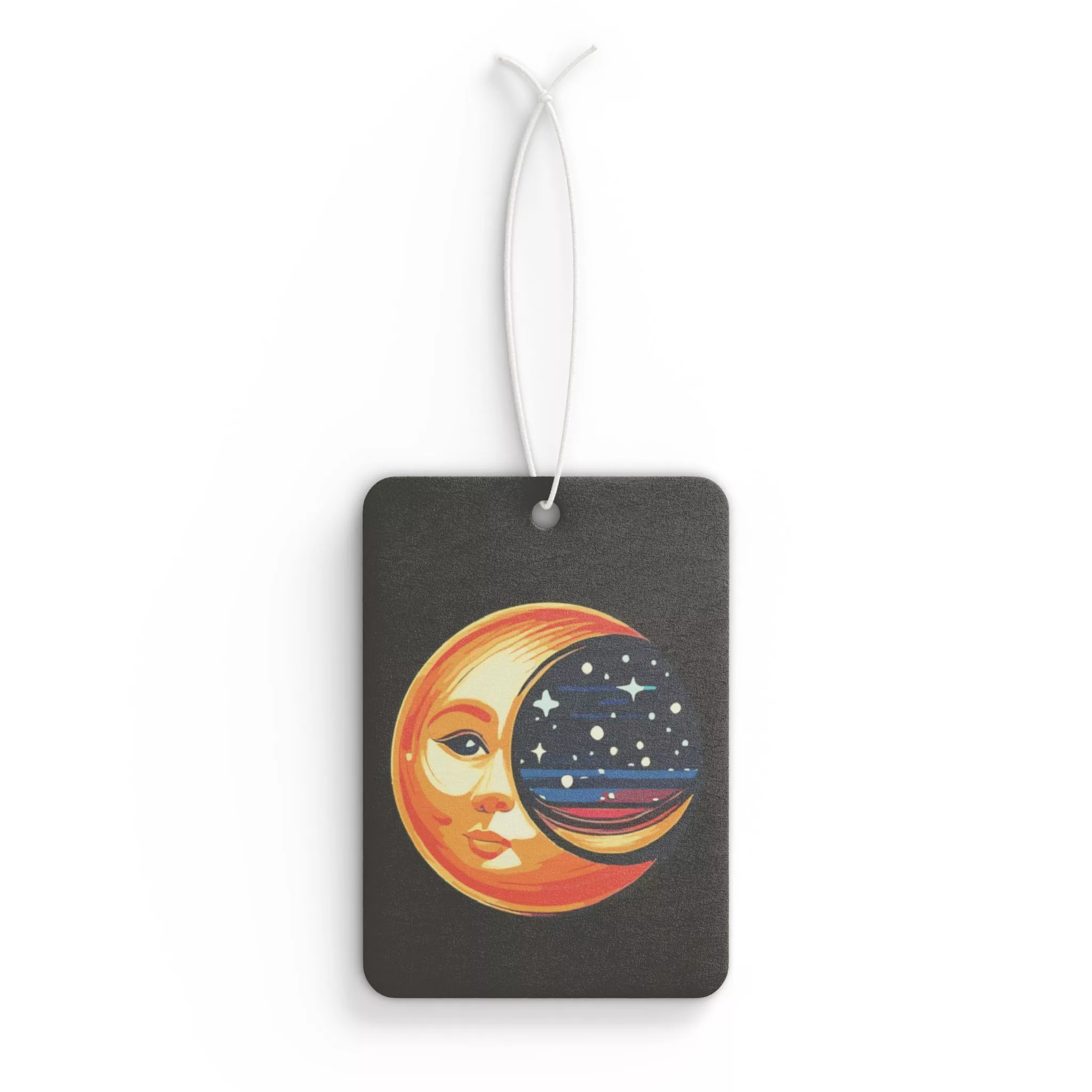 Crescent Moon & Stars (Black) Car Air Freshener