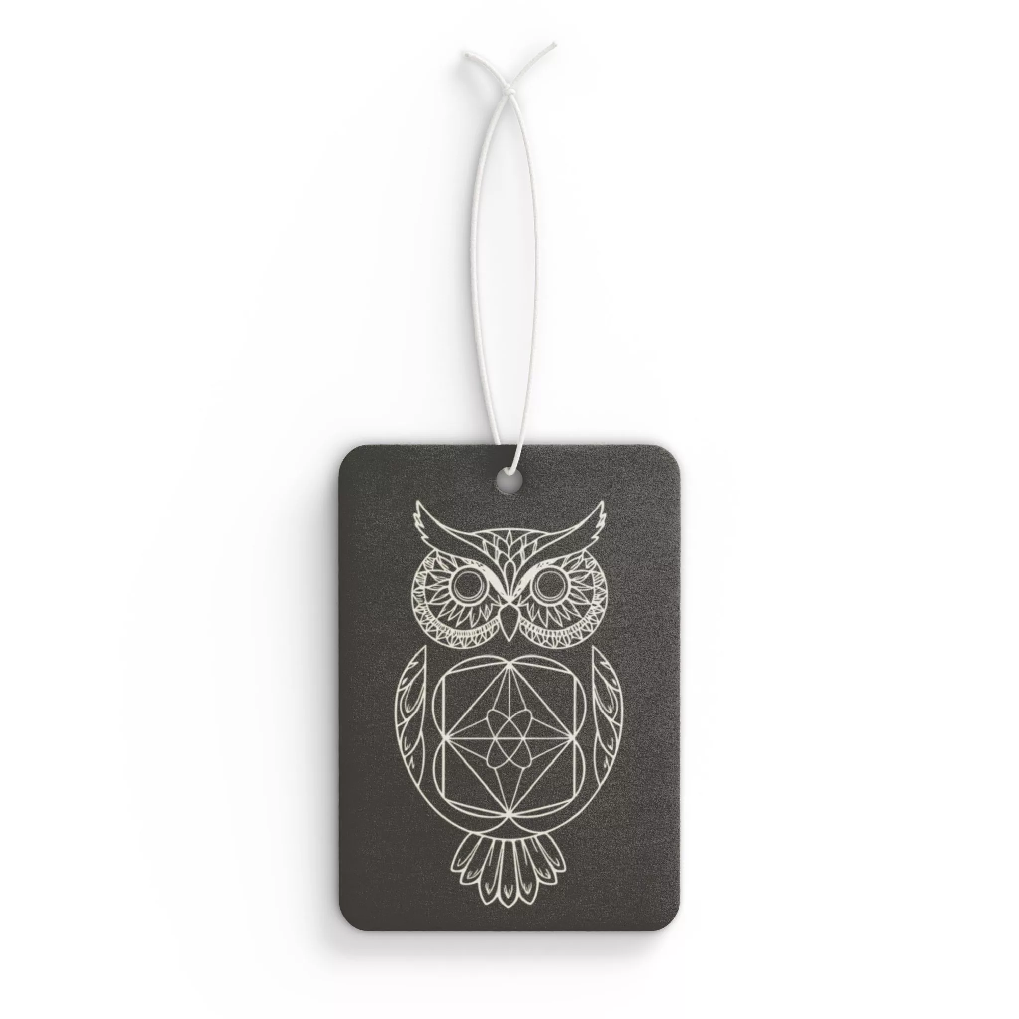 Sacred Geometry Owl (Black) Car Air Freshener