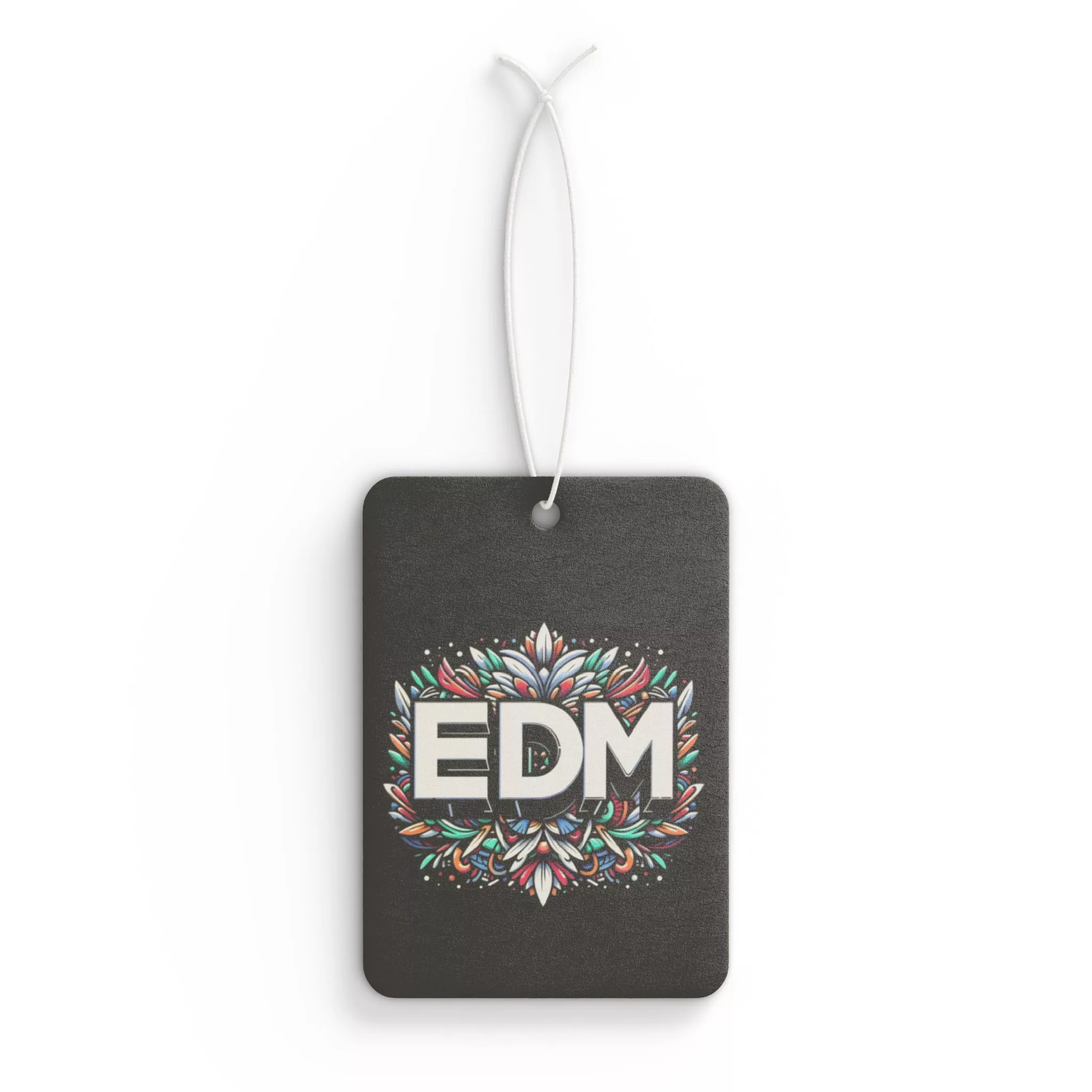 EDM, Floral Design (Black) Car Air Freshener