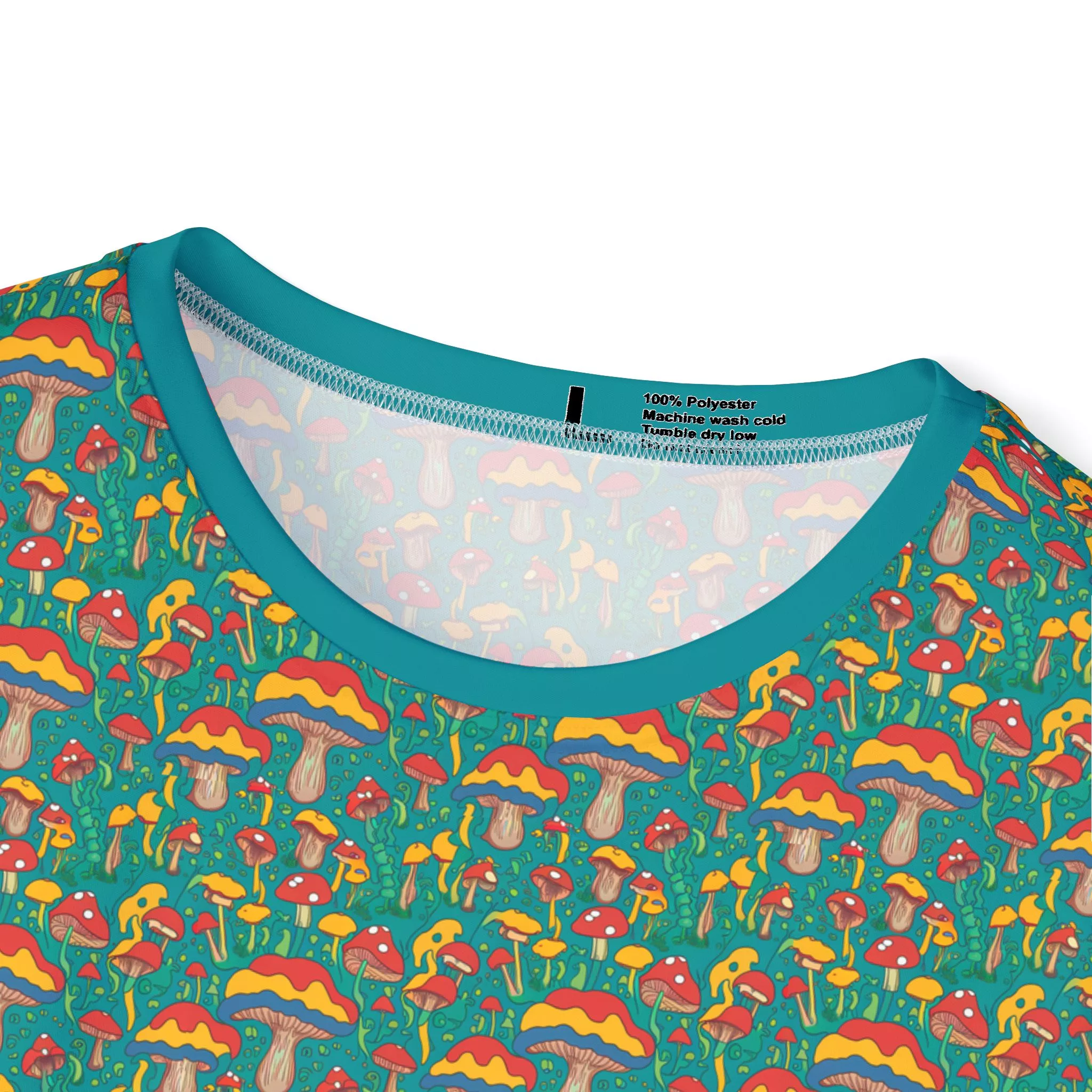 Trippy Mushroom Pattern (Turquoise) - All Over Print Graphic Tee (Men'S Sports Jersey) | Mfg Dreams Trippy Mushroom Pattern (Turquoise) - All Over Print Graphic Tee (Men'S Sports Jersey) - Image 3