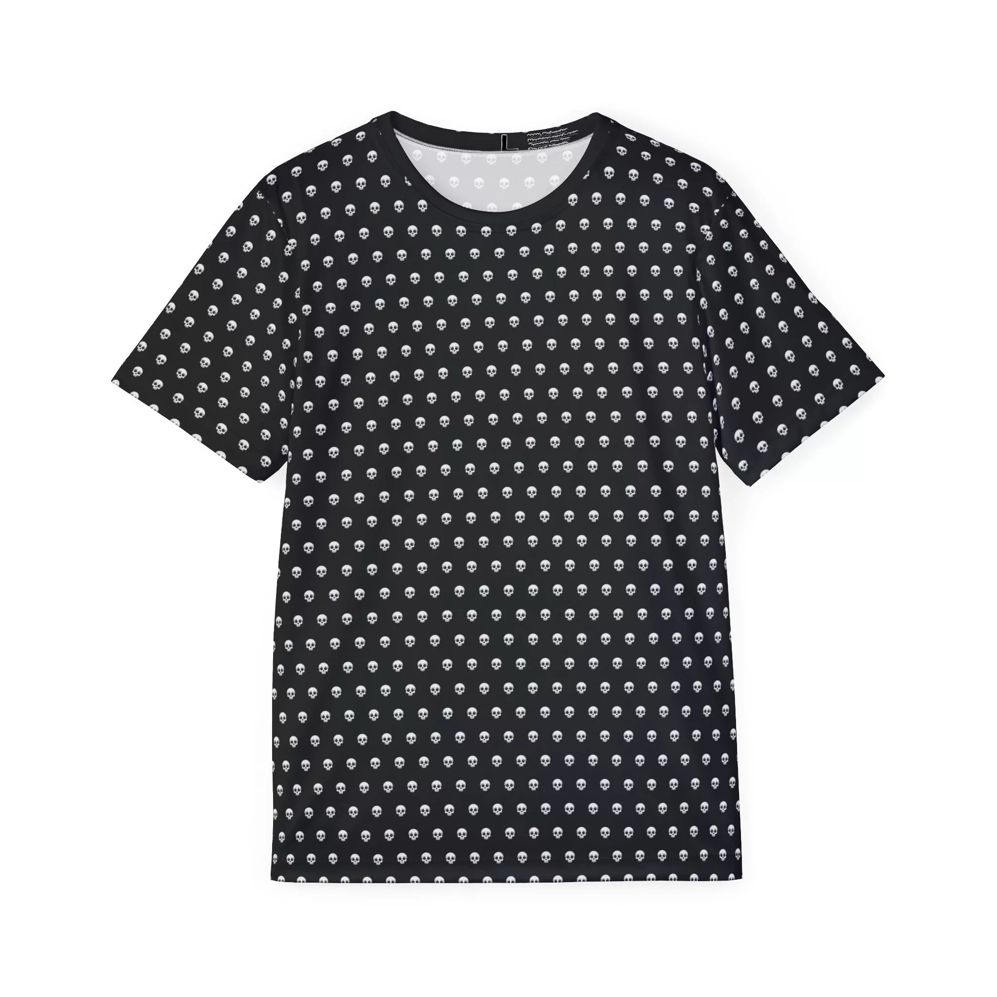 Tiny Skull Pattern Graphic Tee - Black (All Over Print)