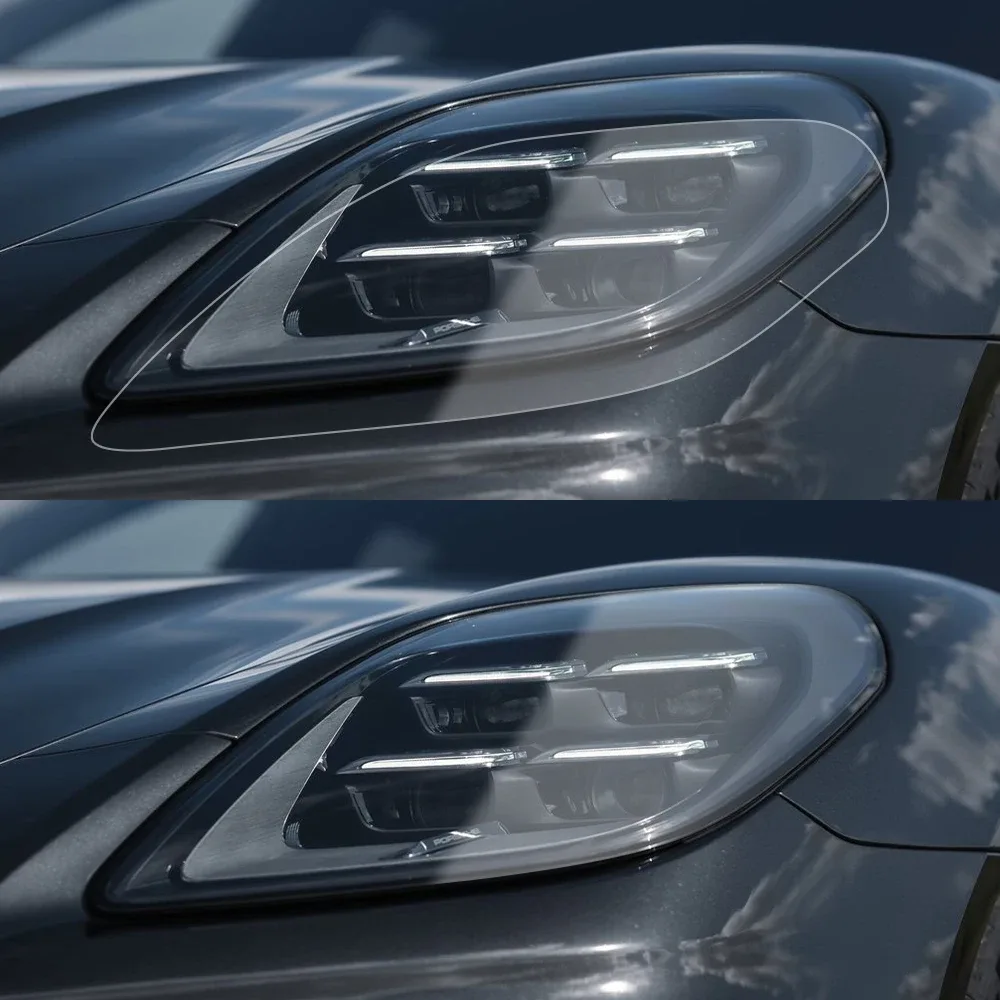 Alternative View Of For Porsche Panamera Taycan 971 971.2 976 J1 Car Headlight Tpu Ppf Protective Film Smoke Black Pre Cut Anti-Scratch Vinyl Film