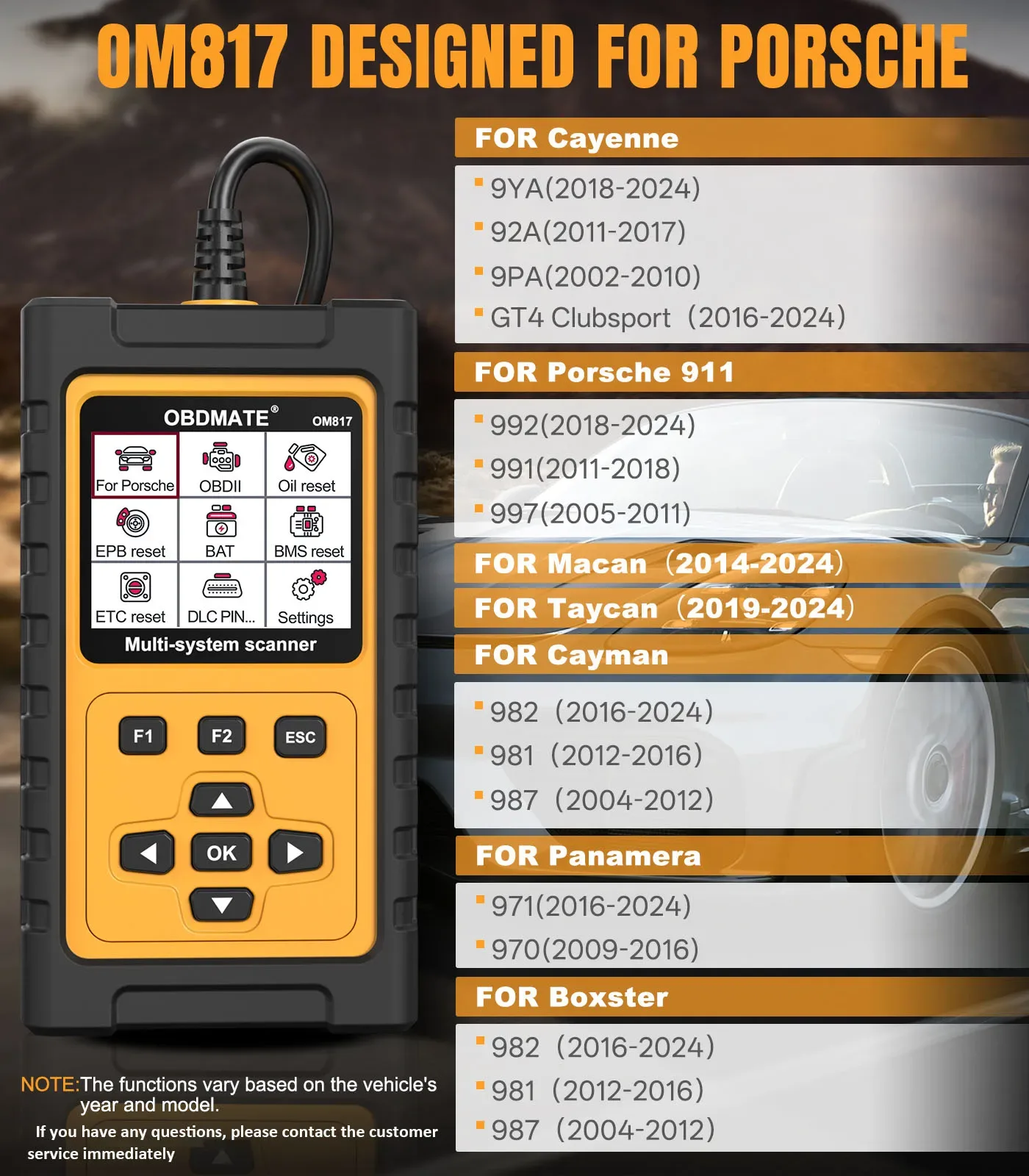 Obdmate Obd2 Scanner For Porsche 911 996 997 Cayenne Panamera Macan Full System Car Diagnostic Tool With Multiple Service Resets | Mfg Dreams Obdmate Obd2 Scanner For Porsche 911 996 997 Cayenne Panamera Macan Full System Car Diagnostic Tool With Multiple Service Resets - Image 3