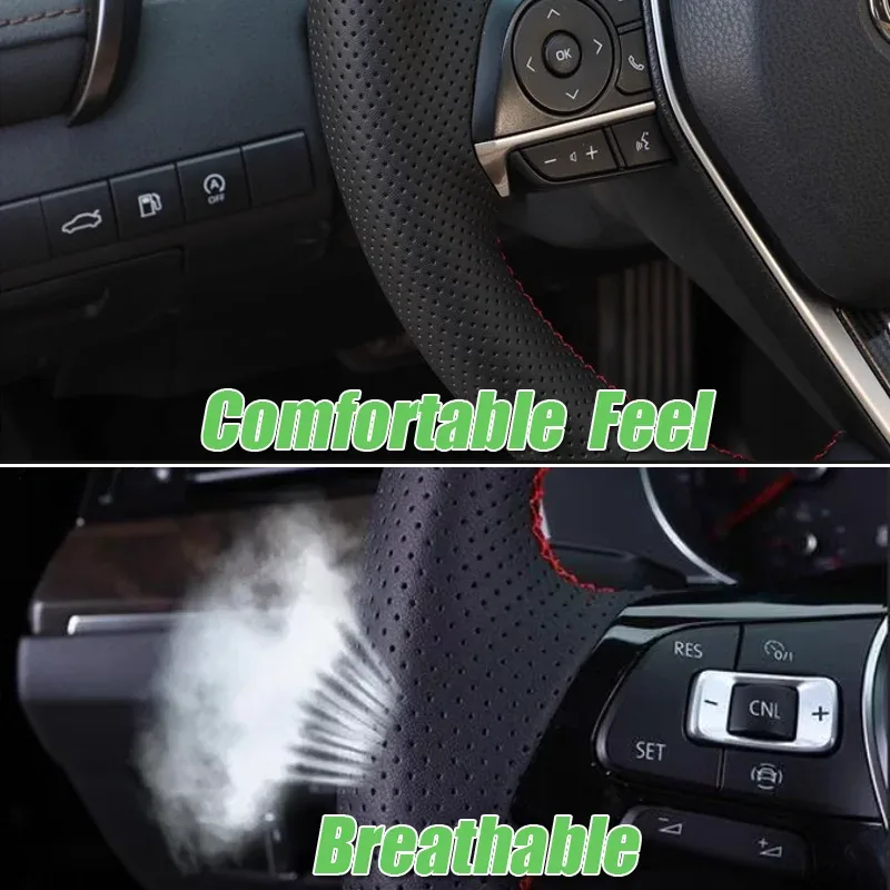 Full Black Leather Car Steering Wheel Cover For Porsche 911 991 Boxster Cayman 981 Cayenne Panamera 2009-2016 | Mfg Dreams Full Black Leather Car Steering Wheel Cover For Porsche 911 991 Boxster Cayman 981 Cayenne Panamera 2009-2016 - Image 4