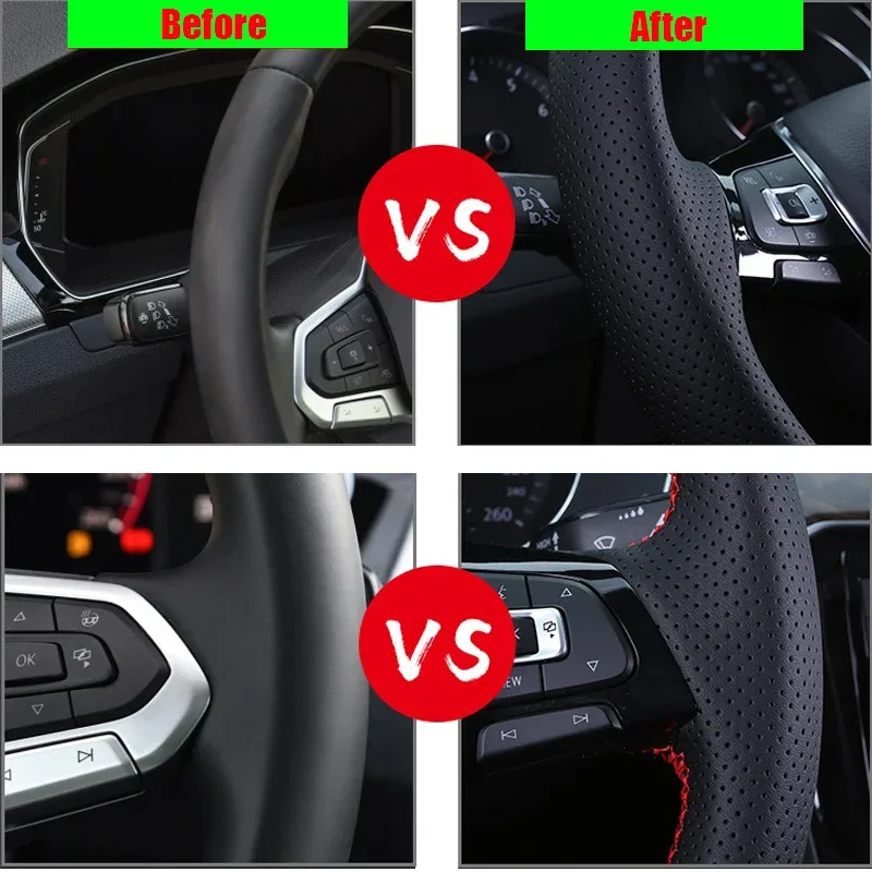 Full Black Leather Car Steering Wheel Cover For Porsche 911 991 Boxster Cayman 981 Cayenne Panamera 2009-2016 | Mfg Dreams Full Black Leather Car Steering Wheel Cover For Porsche 911 991 Boxster Cayman 981 Cayenne Panamera 2009-2016 - Image 3