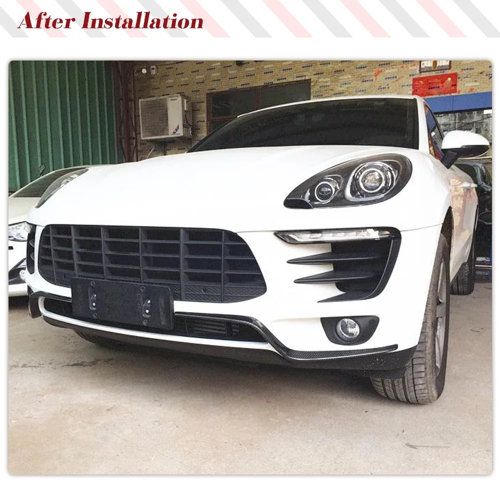 Alternative View Of Carbon Fiber Car Front Bumper Canards Lip Fenders For Porsche Macan Base 2014-2017 Car Front Air Vents Fins Splitters Body Kits