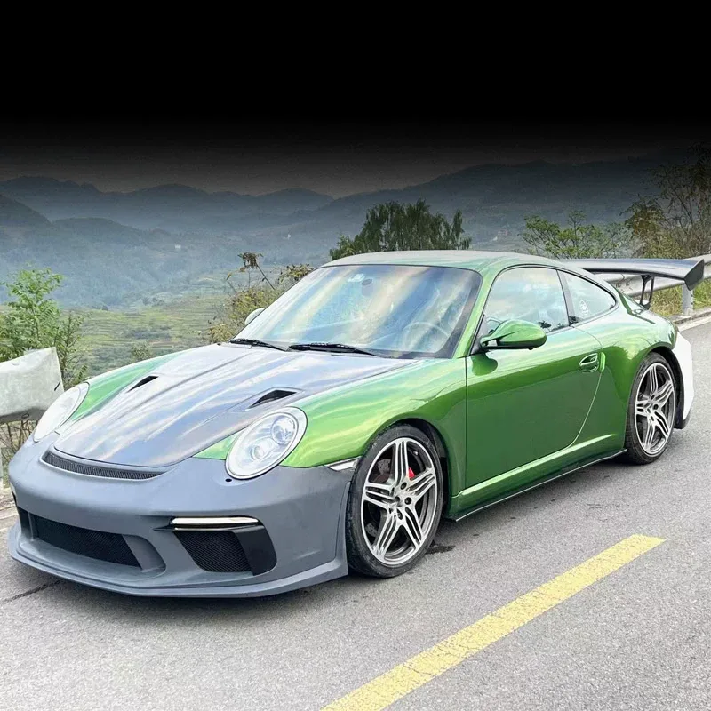 Alternative View Of Body Kit For Porsche 997 05-12 Upgrade To Gt3 Style Front Bumper Rear Bumper Carbon Fiber Hood Tail Wing Surround