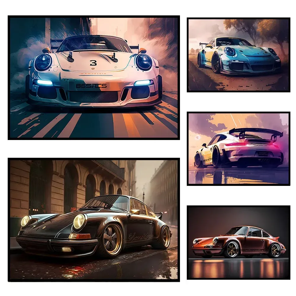 Alternative View Of 911 Gt3 Rs Car Generation Supercar Wall Arts Posters Canvas Painting For Room Office School Decoration Stuff Home Decor