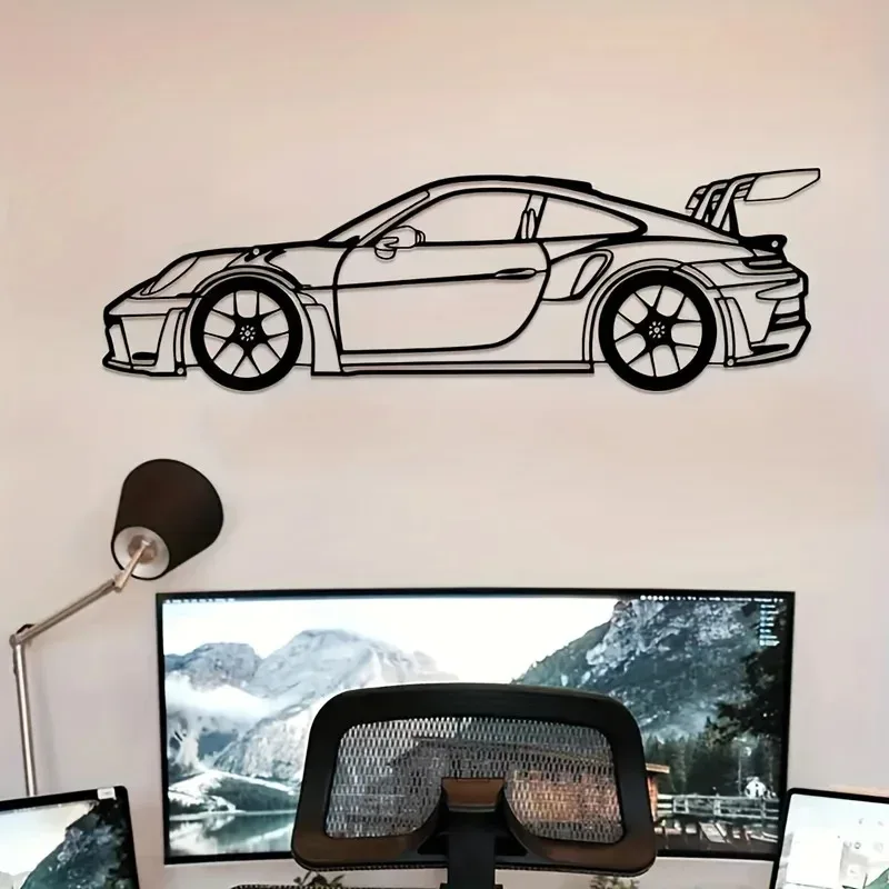 Alternative view of Contemporary Metal Wall Art: 911 Sports Car Silhouette for Auto Enthusiasts
