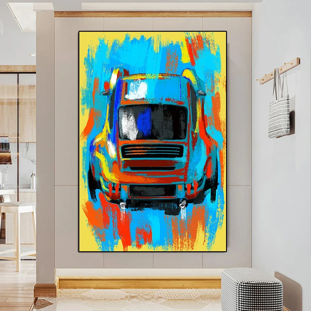 Alternative view of Abstract Colorful 911 Race Car Poster Luxury Supercar Graffiti Canvas Painting Racing Wall Art Picture Living Room Home Decor
