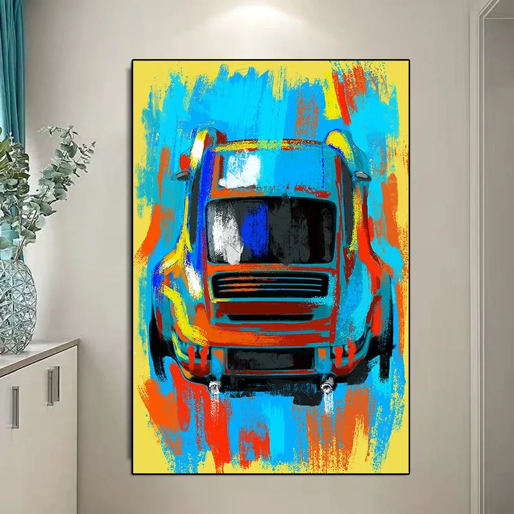 Abstract Colorful 911 Race Car Poster Luxury Supercar Graffiti Canvas Painting Racing Wall Art Picture Living Room Home Decor