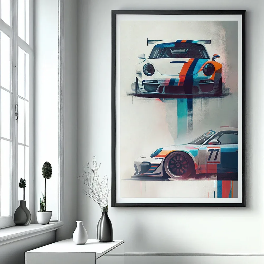 Retro Sports Car 911 Graffiti Canvas Painting Classic F40 Watercolor Poster Fashion Luxury Racing Wall Art Game Room Home Decor | Mfg Dreams Retro Sports Car 911 Graffiti Canvas Painting Classic F40 Watercolor Poster Fashion Luxury Racing Wall Art Game Room Home Decor - Image 4