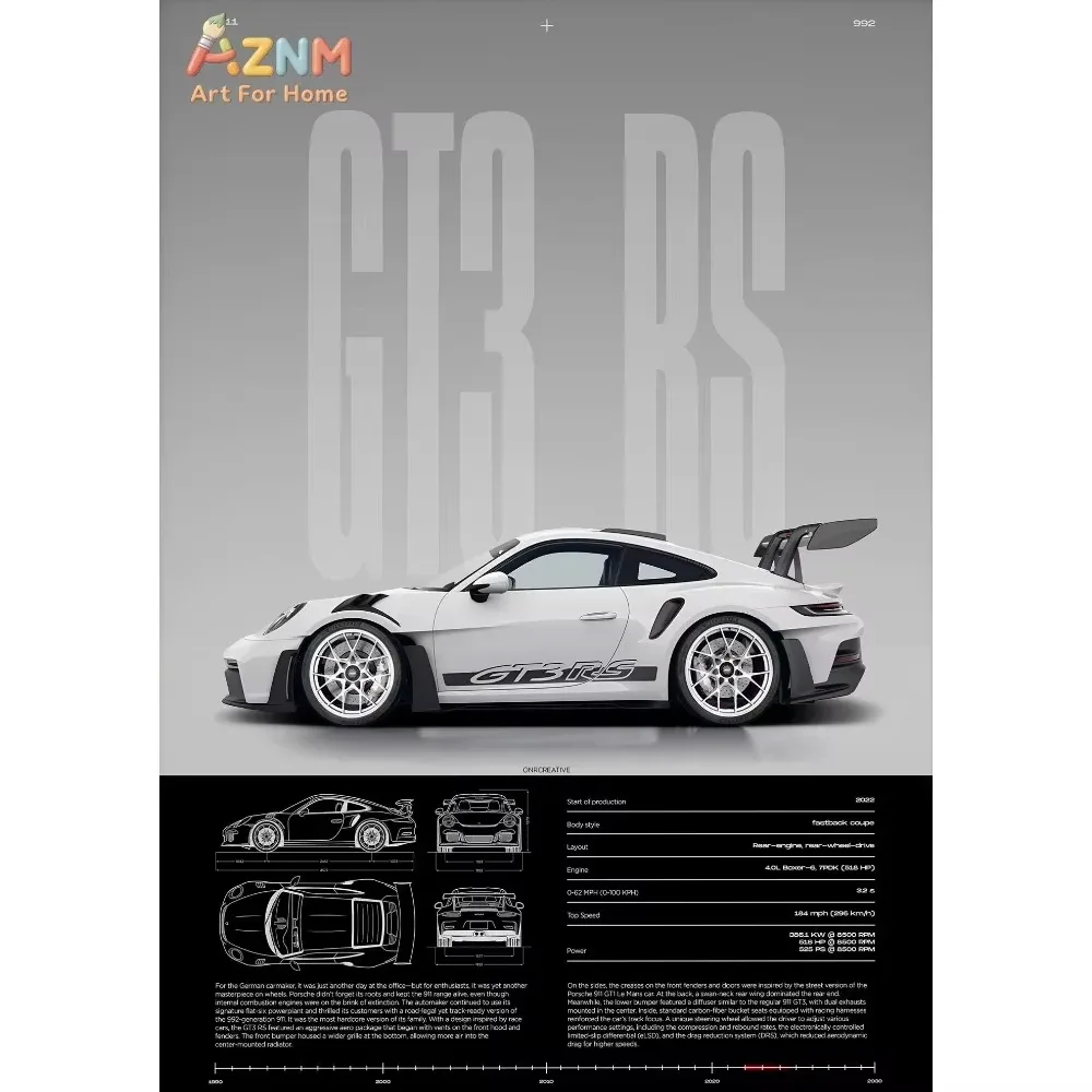 1Pc Minimalist 911 Gt3-Rs 718 Gt4 Rs Hyper Car Sports Car Supercar Poster Canvas Painting Wall Art Pictures Home Interior Decor | Mfg Dreams 1Pc Minimalist 911 Gt3-Rs 718 Gt4 Rs Hyper Car Sports Car Supercar Poster Canvas Painting Wall Art Pictures Home Interior Decor - Image 3