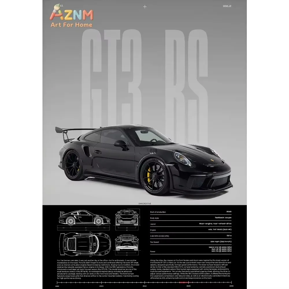1Pc Minimalist 911 Gt3-Rs 718 Gt4 Rs Hyper Car Sports Car Supercar Poster Canvas Painting Wall Art Pictures Home Interior Decor | Mfg Dreams 1Pc Minimalist 911 Gt3-Rs 718 Gt4 Rs Hyper Car Sports Car Supercar Poster Canvas Painting Wall Art Pictures Home Interior Decor - Image 4
