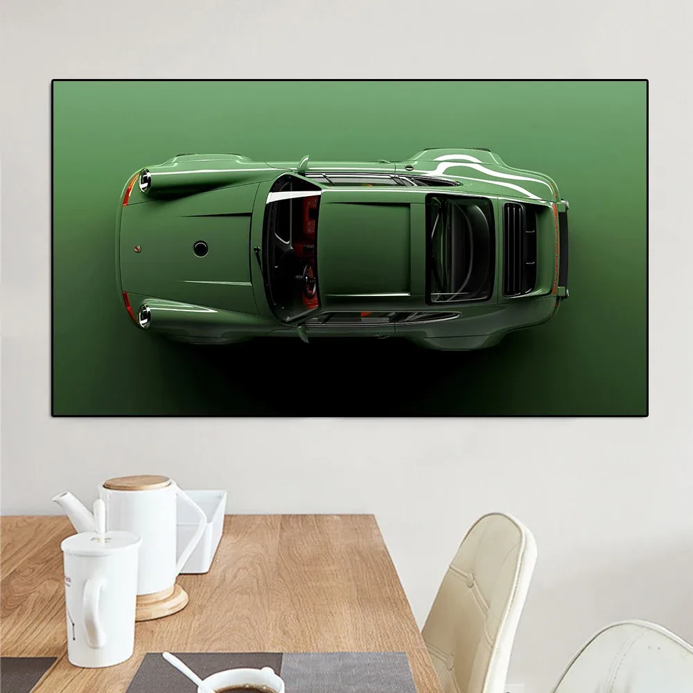 1pc Frameless Canvas Painting Modern Luxury Sports Car 911 Carrera Canvas Painting Classical Supercar Green Poster and Print Wal
