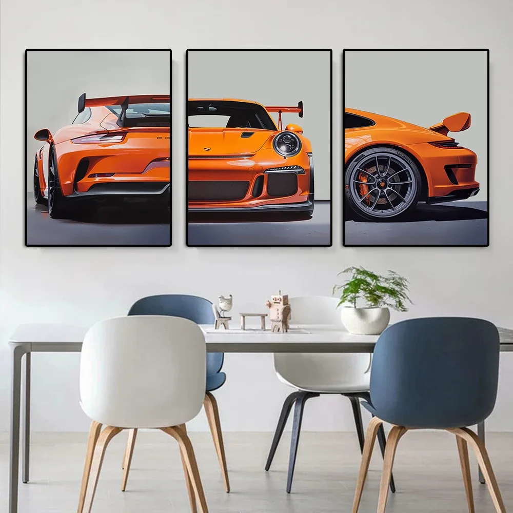 Alternative view of 1pc frameless Canvas Painting Fashion Supercar Canvas Painting Luxury Racing Tail Lights Poster Print Pop 911gt3 Club Wall Art L
