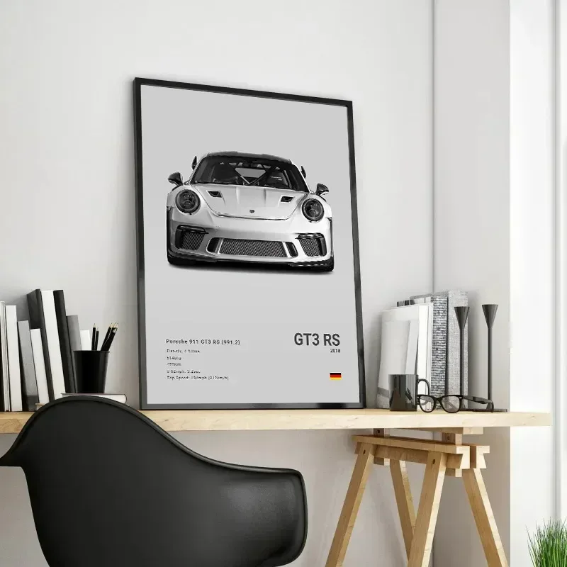 Black And White German Luxury Sports Car Posters Wall Art 911 Gt3 Rs Turbo Canvas Painting Pictures For Garage Living Room Decor | Mfg Dreams Black And White German Luxury Sports Car Posters Wall Art 911 Gt3 Rs Turbo Canvas Painting Pictures For Garage Living Room Decor - Image 5