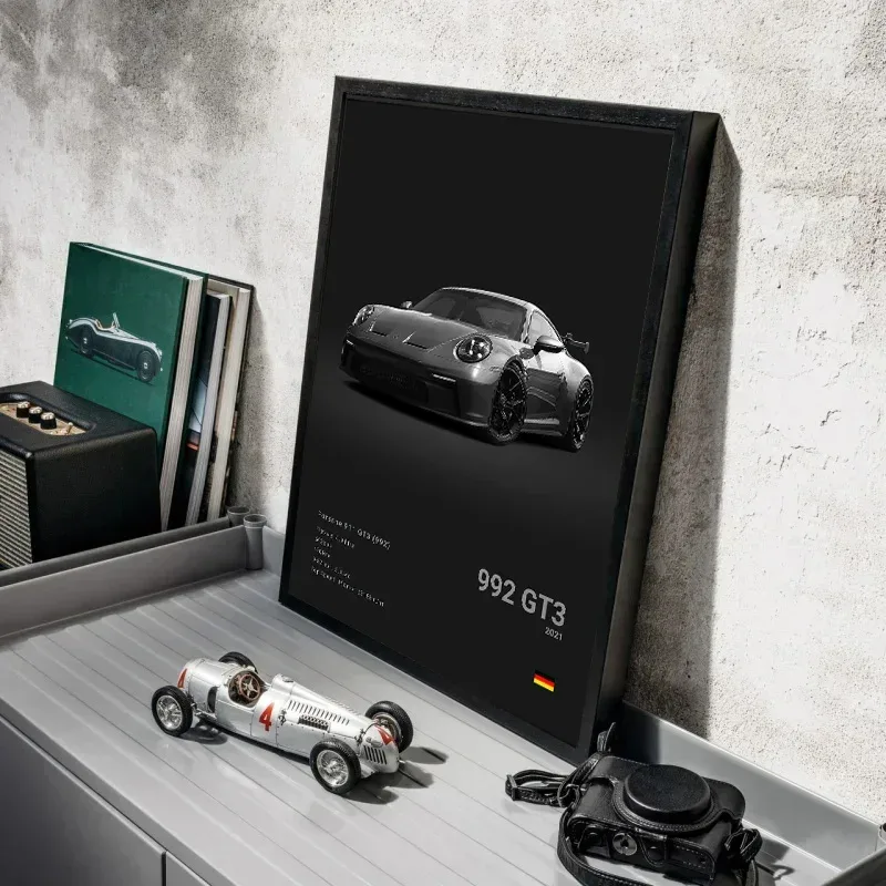 Black And White German Luxury Sports Car Posters Wall Art 911 Gt3 Rs Turbo Canvas Painting Pictures For Garage Living Room Decor | Mfg Dreams Black And White German Luxury Sports Car Posters Wall Art 911 Gt3 Rs Turbo Canvas Painting Pictures For Garage Living Room Decor - Image 4