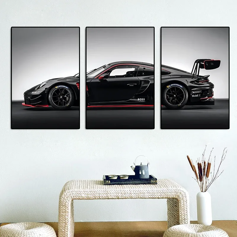 Alternative view of 3Pcs Vintage Industrial Style Car Series Poster Gt3rs Art Poster Canvas Painting Wall Prints Picture Living Room Home Decor