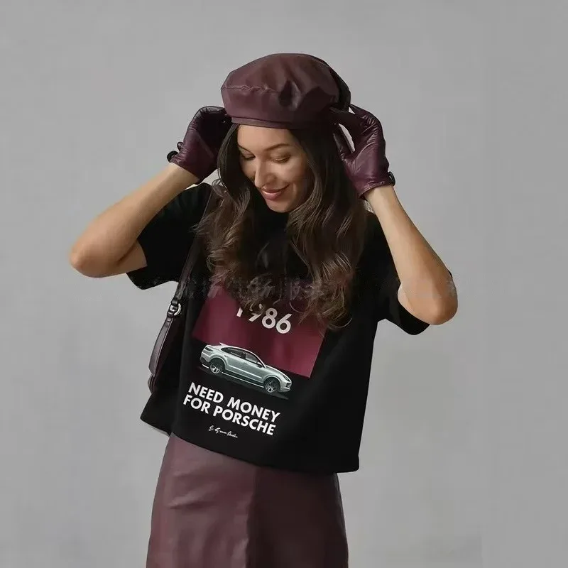 Need Money For Porsche Print Women'S Oversize T-Shirt O-Neck Short Sleeve Casual Loose Tops 100% Cotton | Mfg Dreams Need Money For Porsche Print Women'S Oversize T-Shirt O-Neck Short Sleeve Casual Loose Tops 100% Cotton - Image 6