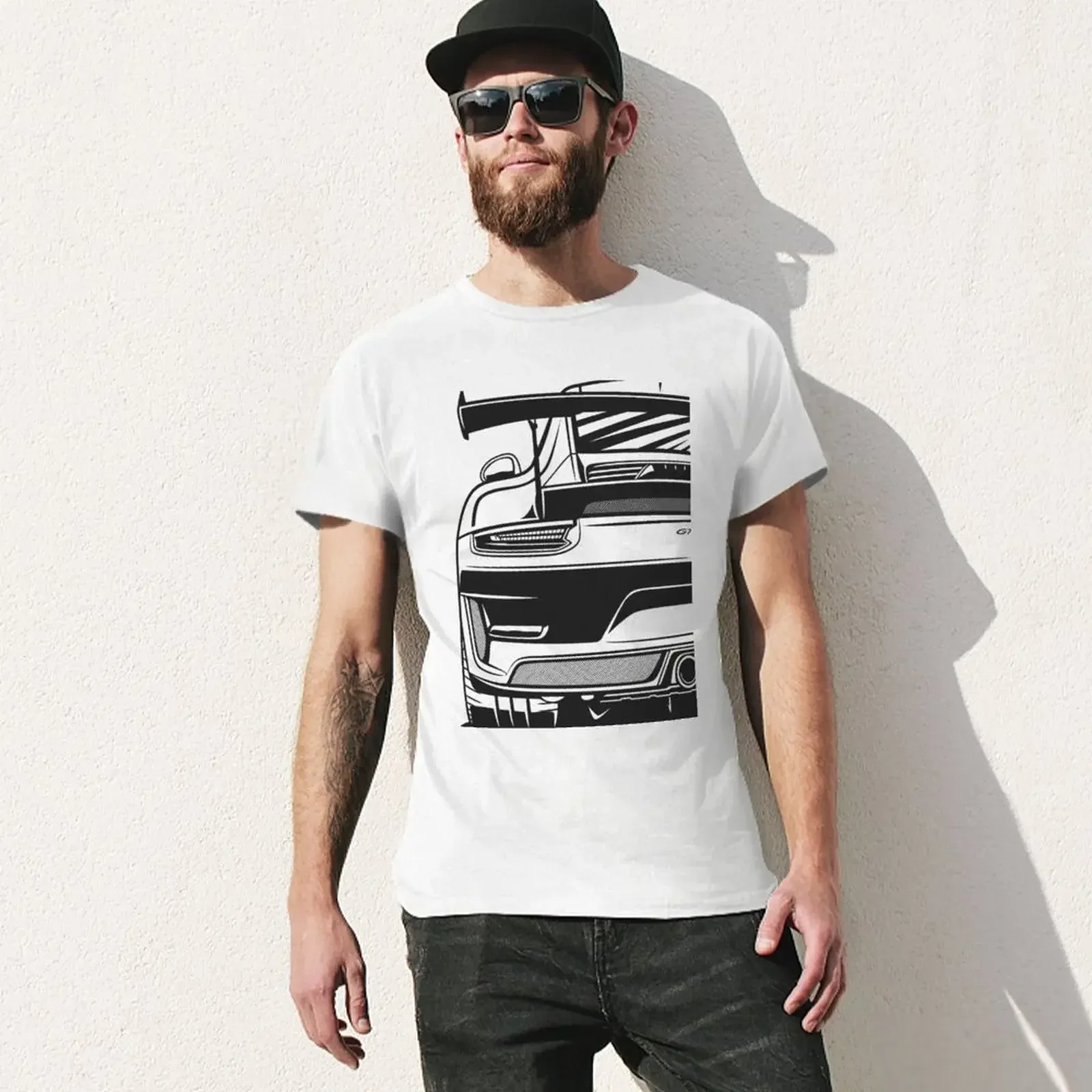 Gt3 Rs 991.2 Fragment Rear T-Shirt Shirts Graphic Tees Vintage Graphics Oversized T Shirt Men | Mfg Dreams Gt3 Rs 991.2 Fragment Rear T-Shirt Shirts Graphic Tees Vintage Graphics Oversized T Shirt Men - Image 3